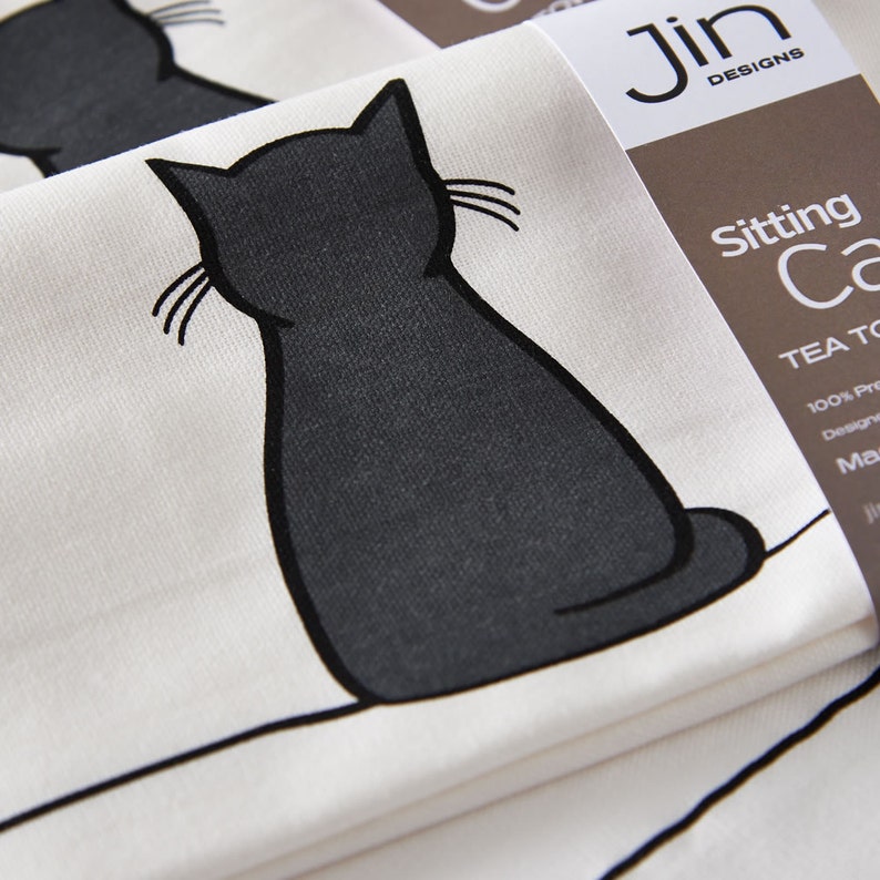 Sitting Cat Tea Towel, Cat Lover Gift, Cat Decor, Cat Kitchen Towel, Gift for Cat Lovers image 4