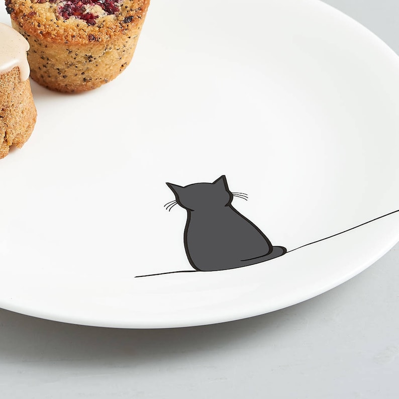 Cat Side Plates Set of Four Fine Bone China Cat Lover Gift, Cat Kitchen Decor, Cute Cats, Stylish Cats image 2