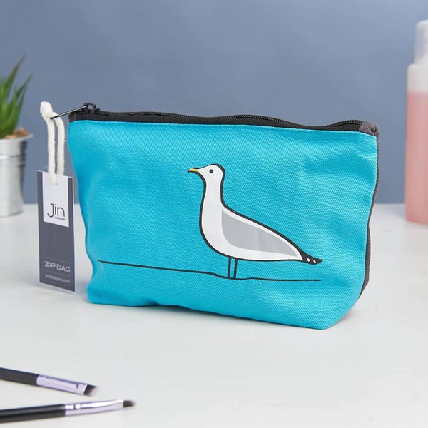 Sac zip mouette, petit sac de maquillage, petit sac de voyage, étui à crayon, sac pour masque facial, sac de plage, sac de maquillage nautique, sac de plage