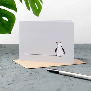 Penguin tarjetas de felicitación, paquete de cuatro, tarjetas de Navidad, tarjetas de agradecimiento, tarjetas en blanco con sobres
