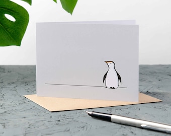 Cartes de vœux Penguin, Pack de quatre, Cartes de Noël, Cartes de remerciement, Cartes vierges avec enveloppes