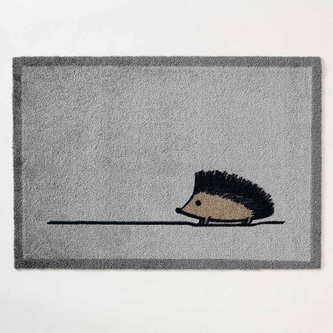 Hedgehog Door Mat in Grey Machine Washable Indoor Doormat for Etsy