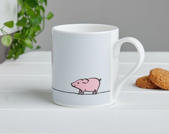 Pig Mug, Fine Bone China Mug, Pig Lover Gift, Delicate Mug for Tea and Coffee