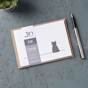 Cat Cards, Mixed Pack of Four, Cat Lover Cards, Blank Cat Greeting Cards