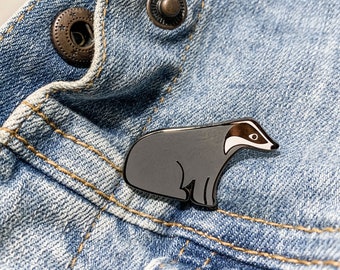 Badger Enamel Pin, Black Nickel Lapel Pin, Animal Jewellery