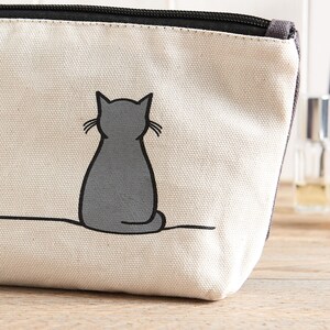 Sitting Cat Zip Bag, Small Makeup Bag, Small Travel Bag, Bag for Face Mask, Cat Pencil Case, Gift for Cat Lovers, Cat Lover Bag image 2