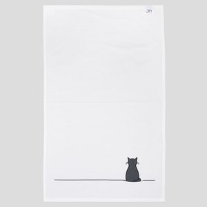 Sitting Cat Tea Towel, Cat Lover Gift, Cat Decor, Cat Kitchen Towel, Gift for Cat Lovers image 3