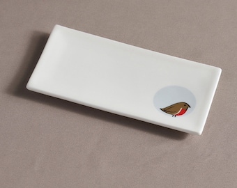 Robin Mini Tray, Fine Bone China Dish, Bird Lover Gift