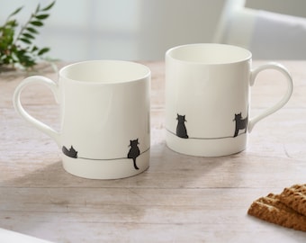 Cat Collection Large Fine Bone China Mug, Luxury Mug for Cat Lover, Cat Lover Single Mug Gift