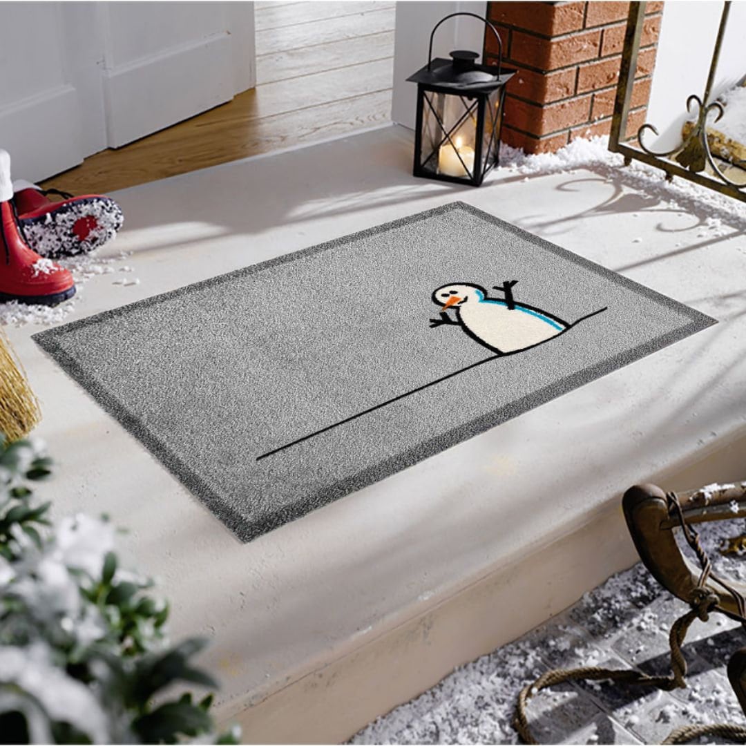 Robin Doormat in Grey, Machine Washable Christmas Indoor Doormat for  Hallway, Entrances, Anti-slip Rubber Backed Door Mat 