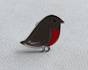 Robin Enamel Pin, Enamel Lapel Pin, Bird Pin Badge, Christmas Pin, Hard Enamel Pin