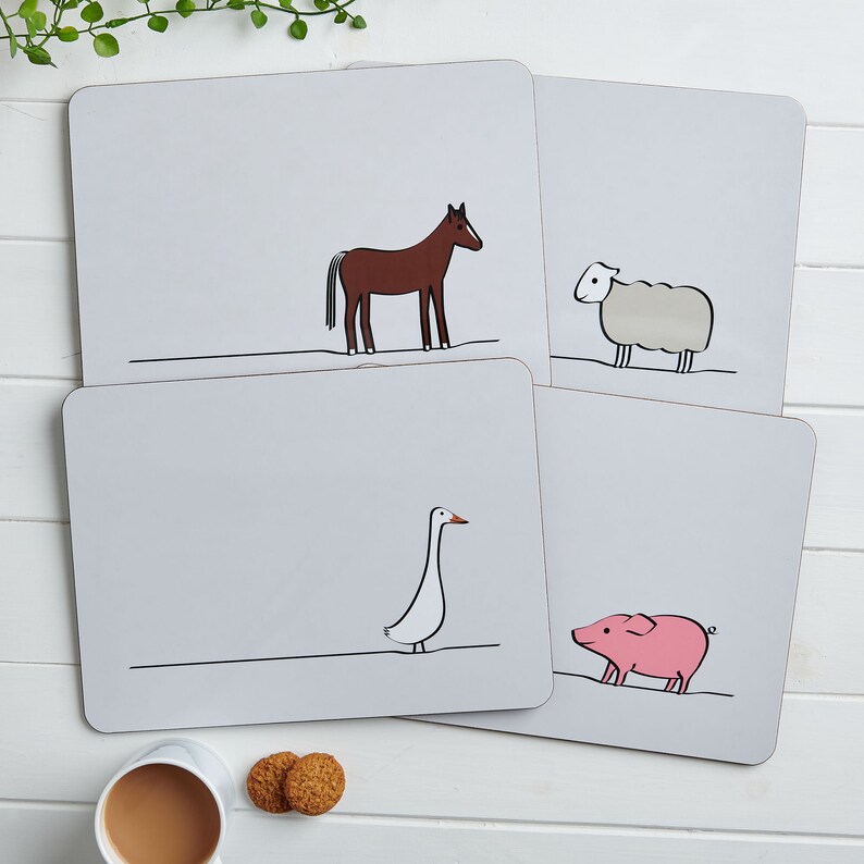 Farm Collection Placemats Set of 4 Farm Animals Pig Duck Etsy