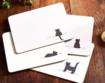 Cat Placemats, Set of 4, Cat Lover Luxury Tablemat Set,  4 Cat Designs, Cat Lover Decor, Cat Kitchen Decor