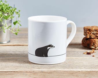 Badger Mug, Small Fine Bone China Mug, Badger Gift, Woodland Animal Mug, Badger Lovers Gift