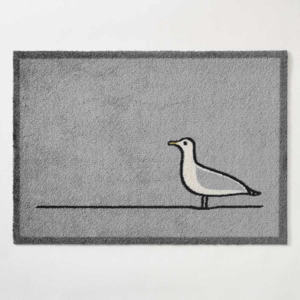 Paillasson mouette en gris, 50 x 70 cm, paillasson d'intérieur lavable en machine pour maison de plage, cadeau pour les amoureux de la mer