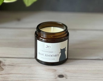 Cat Lover Candle, Black Pomegranate Plant Wax Candle, Night Adventures, Gift for Cat Lover