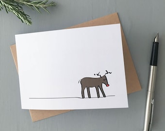 Reindeer Greeting Cards, Pack of Four, Blank Cards with Envelopes, Christmas Cards, Thank you Cards, Birthday Cards