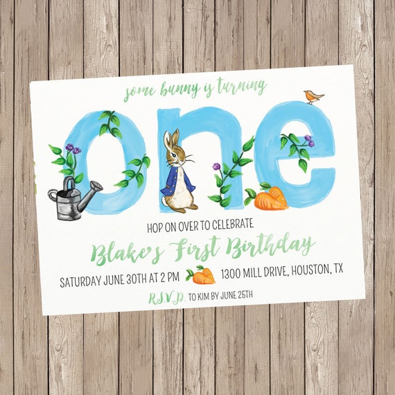 Peter Rabbit First Birthday Invitation Boy Birthday Etsy