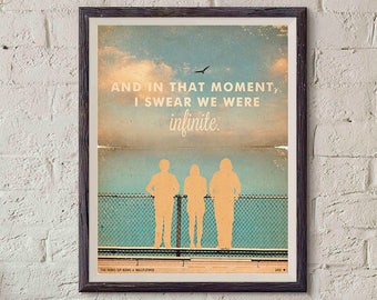 The Perks of Being a Wallflower Movie Poster / Wallflower print / Vintage Style / Magazine / Movie quotes / Watercolor Background