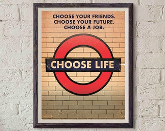 Trainspotting Movie Poster / Trainspotting print / Vintage Style Magazine / Retro Print / Watercolor Background / London
