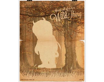 Where the Wild Things Are Movie Poster / Print Carol silhouette / Vintage Style / Spike Jonze /Print / Maurice Sendak / Ship to USA / CANADA