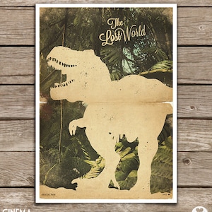 Jurassic Park Movie Poster / Jurassic Park  Print / Vintage Style / Magazine Retro Print / Steven Spielberg / Watercolor Background
