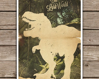 Póster de la película Jurassic Park / Impresión de Jurassic Park / Estilo vintage / Impresión retro de revista / Steven Spielberg / Fondo de acuarela