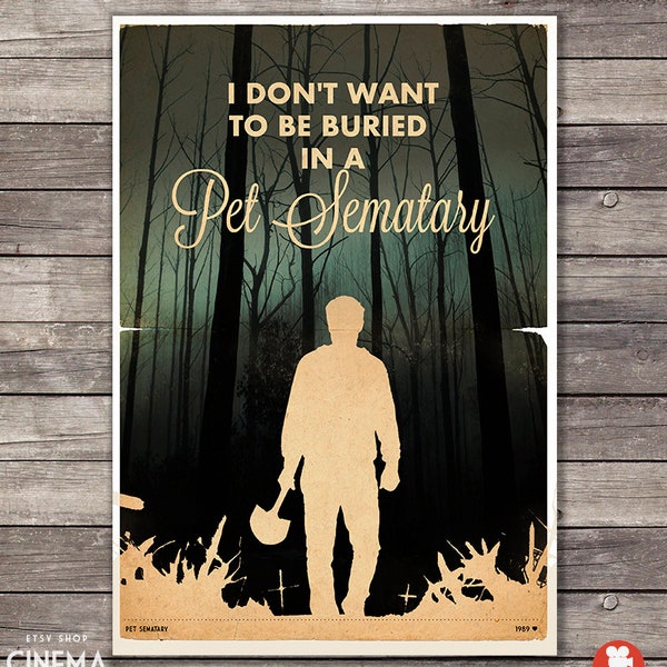 Pet Sematary 1989 Movie Poster / Stephen King Poster / Print Vintage Style / Magazine Retro Poster / Ramones / Pet Cemetery