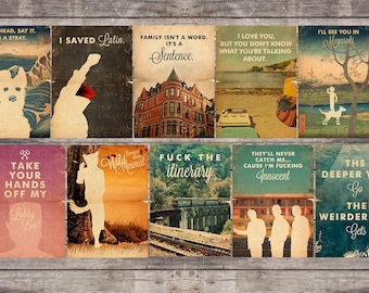 Set di 10 mini biglietti stampati Wes Anderson - ACEO ATC - Scegli la tua offerta di dimensioni e stile