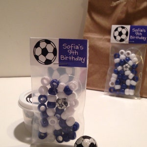 10 Sporty Soccer Bead Kits - Soccer Party Favor with FREE Name Customization!!