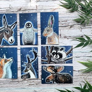 7 aimants animaux sous la neige