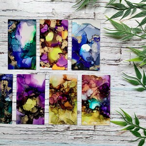 7 aimants abstraits encre à l’alcool