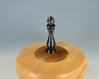 Vessel with (fixed) lid of Camphor Burl and African Blackwood finial