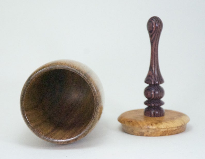 with removable lid of Maidou Burl and Kingwood Rosewood Lidded vessel turned from Canarywood