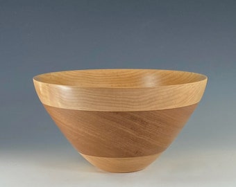 Bowl turned from Sapele (African Mahogany), with bands of Figured Maple