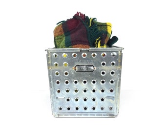 Vintage Metal Locker Basket Crate Vintage Locker Basket United Steel and Wire Company Basket Crate
