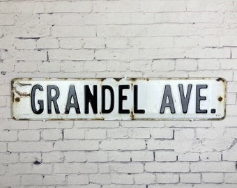 Porcelain Grandel Avenue Street Sign 1930s Double Sided