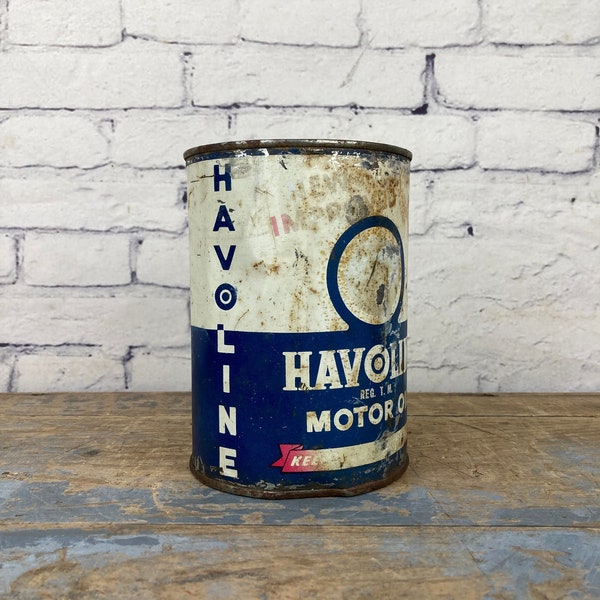 Vintage Havoline Oil Can 1950s One Quart Texas Company Quart Oil Can