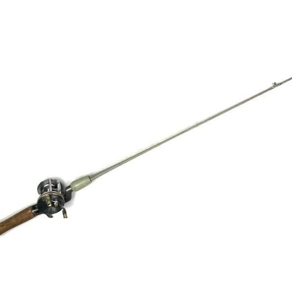 Antique Fishing Rod True Temper Raider Square Steel Fishing Pole 1940s Atlas 1708 Reel Kalamazoo Tackle Company