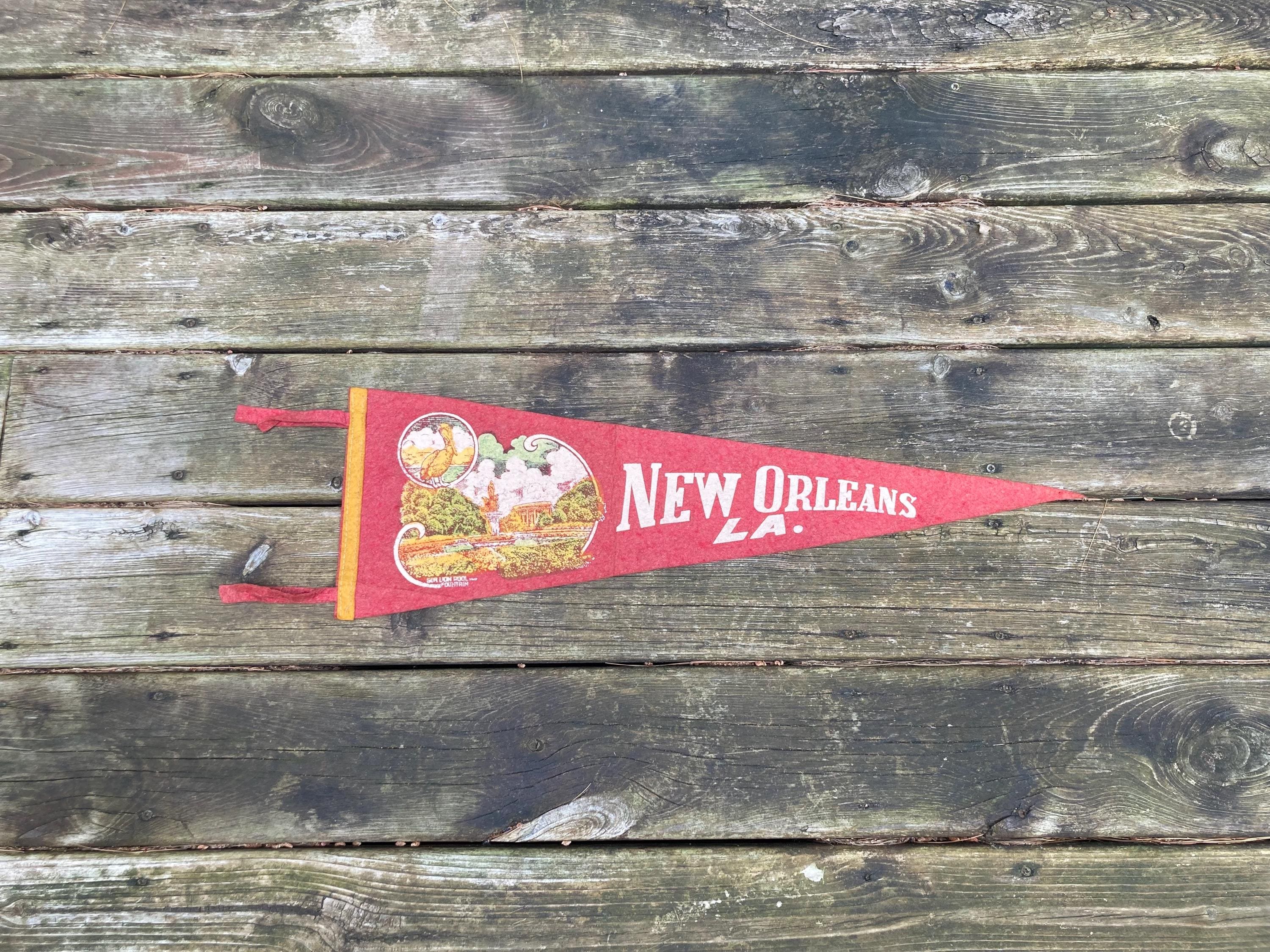 Vintage New Orleans Louisiana Felt Pennant 1960s Sea Lion Pool and Fountain  Pennant