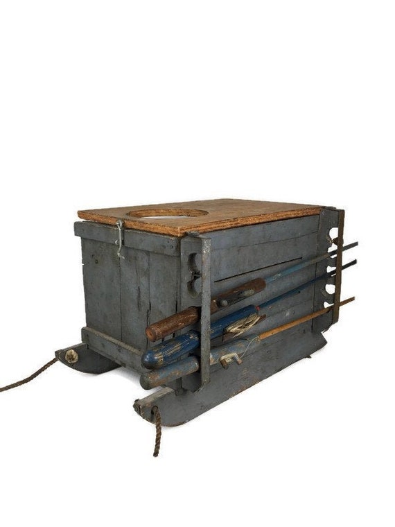 Buy Vintage Ice Fishing Sled 1950s Hand Made Pull Behind Storage Sled With  Poles Folk Art Fishing Decor Online in India 