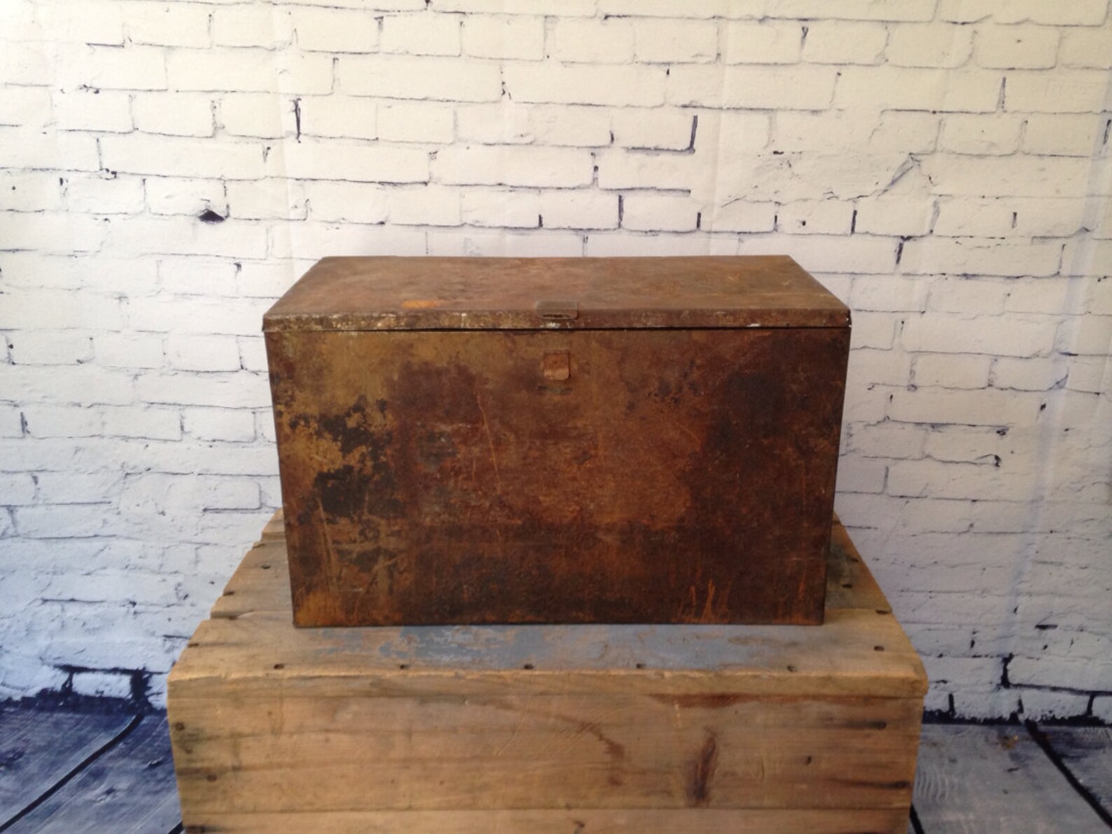 Antique Ice Chest Vintage Metal Insulated Cooler Etsy