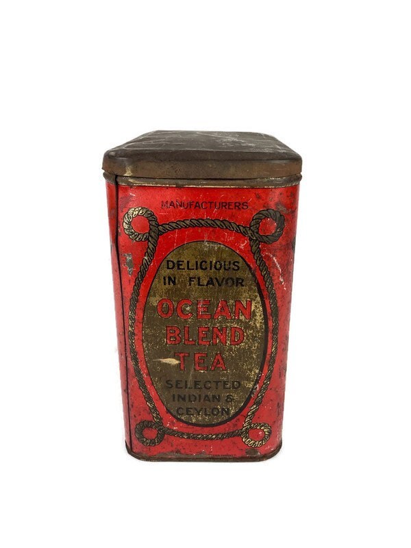 Vintage Ocean Blend Tea Company Tin 1930s Nautical Tea