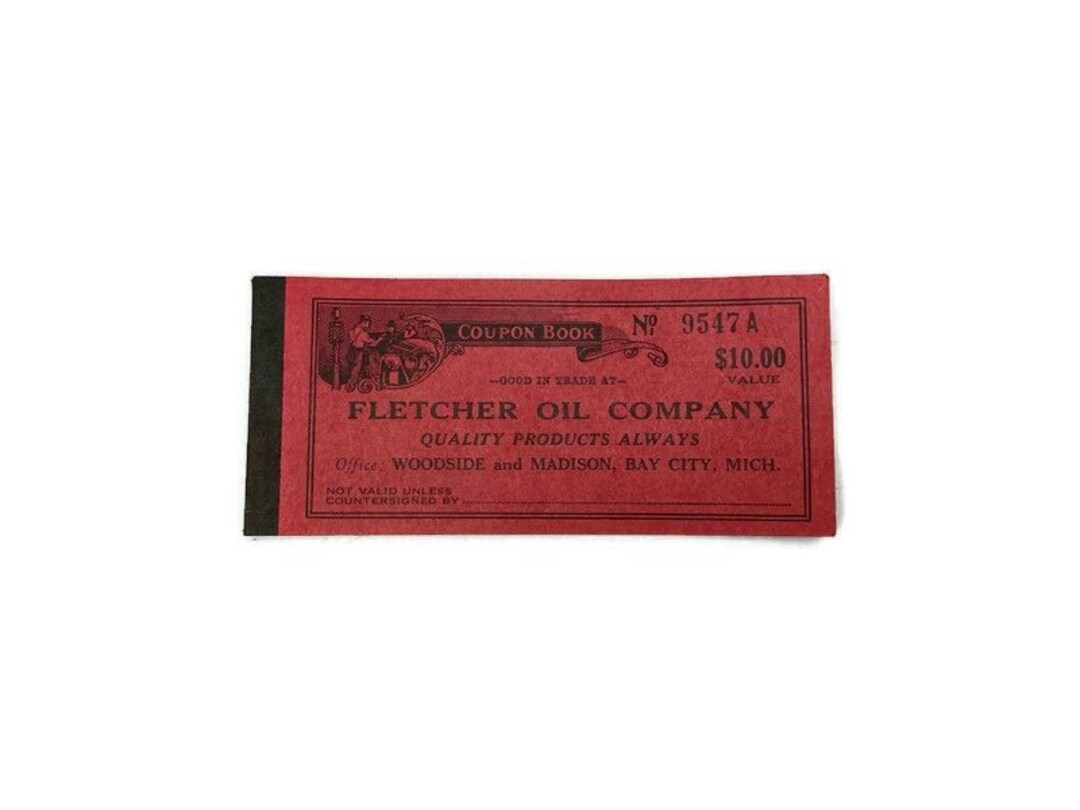 Antique 1920s Fletcher Oil Company Unused Coupon Book Bay City Michigan