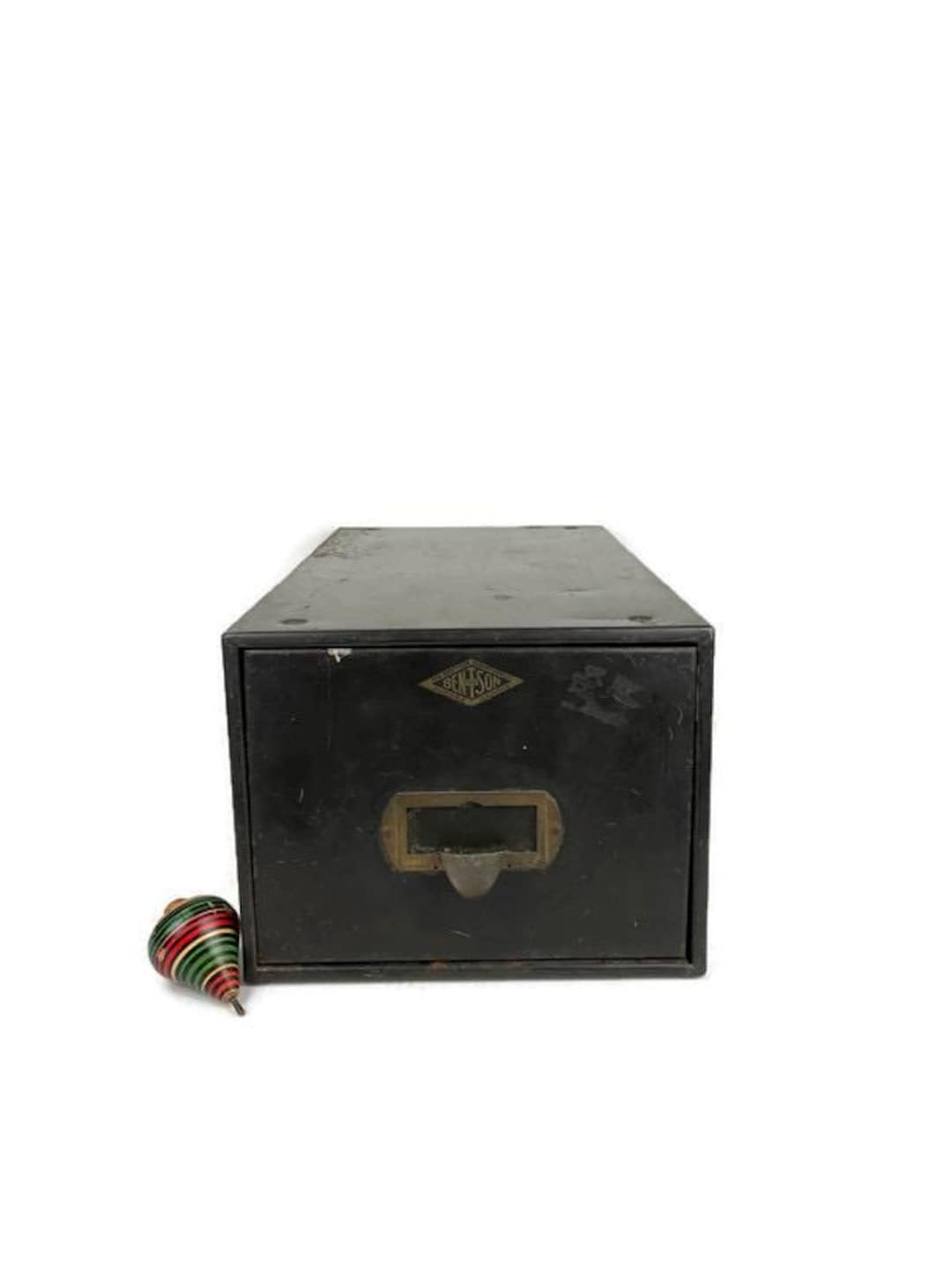 Vintage Army Green Metal File Drawer Box Bentson Aurora Illinois ...
