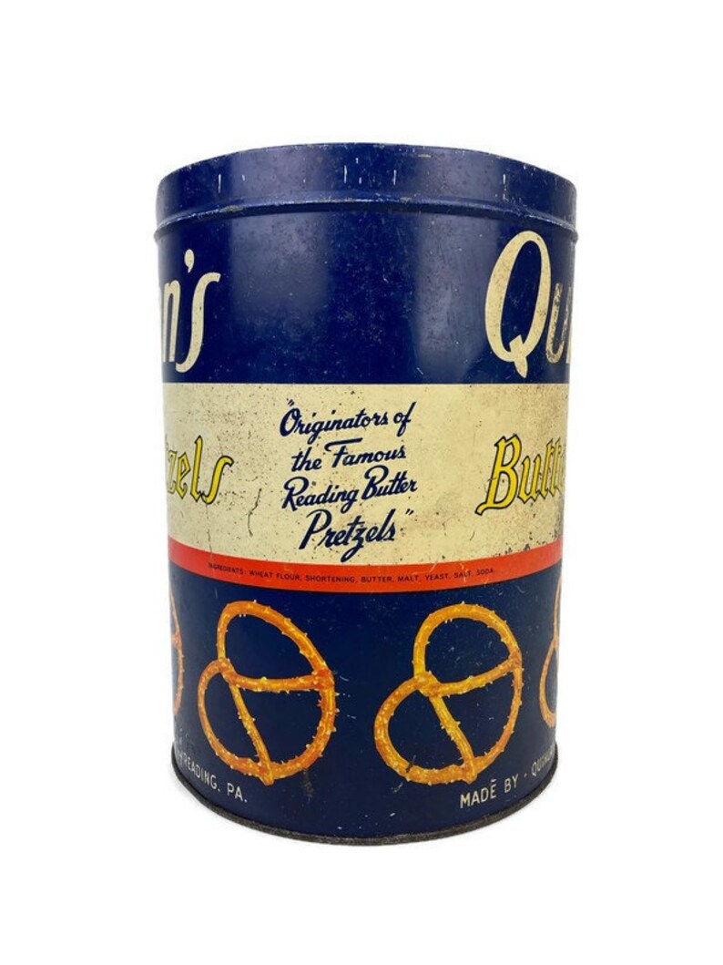 Vintage Quinlans Pretzel Tin Blue 1950s Pretzel Tin Kitchen Etsy