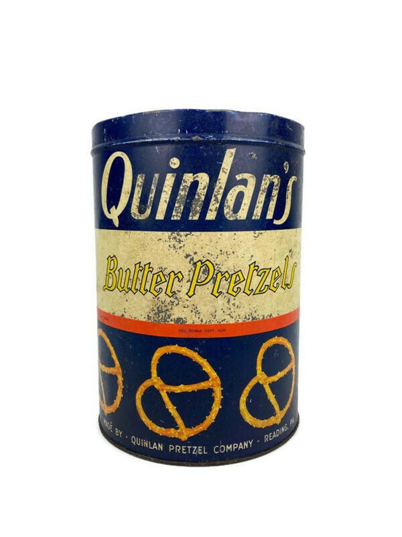 Vintage Quinlans Pretzel Tin Blue 1950s Pretzel Tin Kitchen Etsy