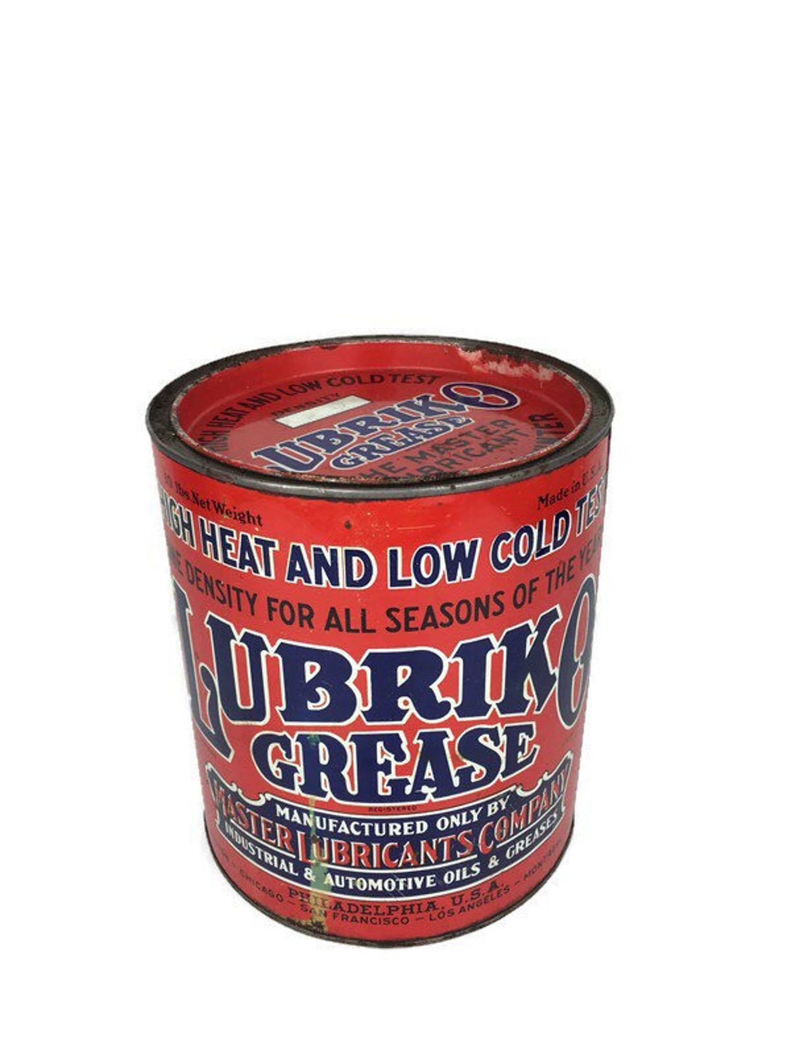 Vintage Lubriko Grease Oil Can Large 1940s Master Lubrication Etsy