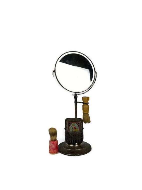 Antique Shaving Mirror Kit Victorian Silver Adjustable Shaving Etsy