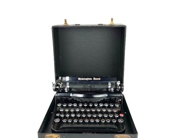 Working Antique Remington Rand Model 1 Portable Typewriter with Case 1930s